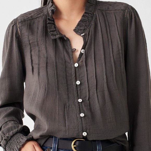 Faherty Tops - Faherty Willa Blouse Organic Cotton Beautiful Details Size XS